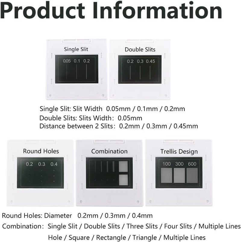 Laserlands Young's Double-Slit Experiment Single Slit Double Slits Interference Diffraction Grating Sheet Optical Physical Experiment Kit Optics Elements - Image 4
